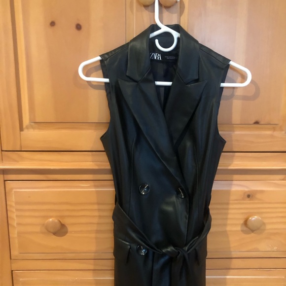 NWOT Zara Sleeveless Leather Vest - Picture 4 of 12